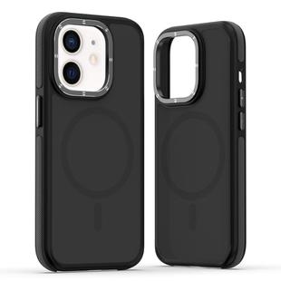 For iPhone 12 / 12 Pro Dual-Color Skin Feel MagSafe Phone Case(Black)