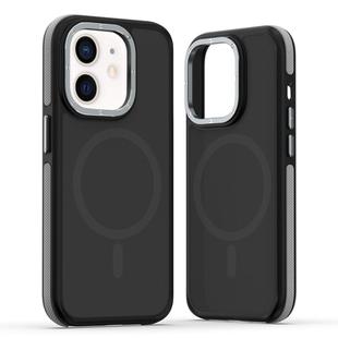 For iPhone 12 / 12 Pro Dual-Color Skin Feel MagSafe Phone Case(Black Grey)