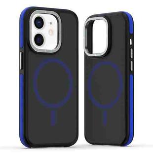For iPhone 12 / 12 Pro Dual-Color Skin Feel MagSafe Phone Case(Black Blue)
