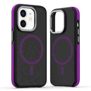 For iPhone 12 / 12 Pro Dual-Color Skin Feel MagSafe Phone Case(Black Purple)