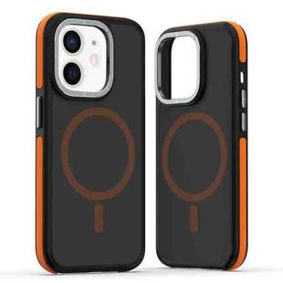 For iPhone 12 / 12 Pro Dual-Color Skin Feel MagSafe Phone Case(Black Orange)