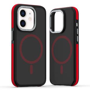For iPhone 12 / 12 Pro Dual-Color Skin Feel MagSafe Phone Case(Black Red)