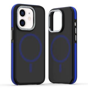 For iPhone 11 Dual-Color Skin Feel MagSafe Phone Case(Black Blue)