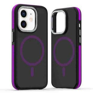 For iPhone 11 Dual-Color Skin Feel MagSafe Phone Case(Black Purple)