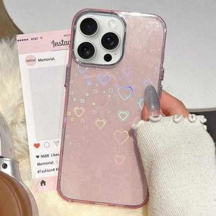 For iPhone 16 Pro 3D Heart IMD Hybrid TPU Phone Case(Pink)