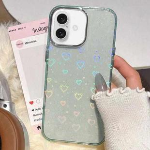 For iPhone 16 Plus 3D Heart IMD Hybrid TPU Phone Case(Blue)