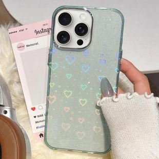 For iPhone 15 Pro Max 3D Heart IMD Hybrid TPU Phone Case(Blue)