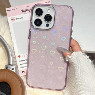 For iPhone 13 Pro Max 3D Heart IMD Hybrid TPU Phone Case(Purple)