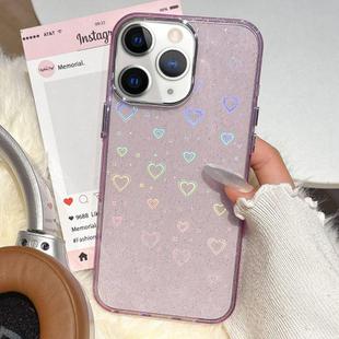 For iPhone 11 Pro Max 3D Heart IMD Hybrid TPU Phone Case(Purple)