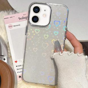 For iPhone 11 3D Heart IMD Hybrid TPU Phone Case(White)