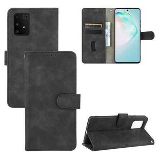 For Samsung Galaxy A91 / M80s Solid Color Skin Feel Magnetic Buckle Horizontal Flip Calf Texture PU Leather Case with Holder & Card Slots & Wallet(Black)
