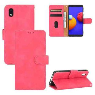 For Samsung Galaxy M01 Core / A01 Core Solid Color Skin Feel Magnetic Buckle Horizontal Flip Calf Texture PU Leather Case with Holder & Card Slots & Wallet(Rose Red)