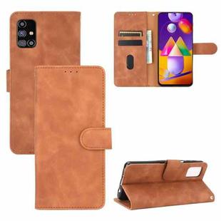 For Samsung Galaxy M31s Solid Color Skin Feel Magnetic Buckle Horizontal Flip Calf Texture PU Leather Case with Holder & Card Slots & Wallet(Brown)