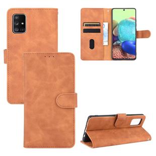 For Samsung Galaxy A71 5G Solid Color Skin Feel Magnetic Buckle Horizontal Flip Calf Texture PU Leather Case with Holder & Card Slots & Wallet(Brown)