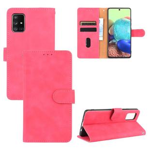 For Samsung Galaxy A71 Solid Color Skin Feel Magnetic Buckle Horizontal Flip Calf Texture PU Leather Case with Holder & Card Slots & Wallet(Rose Red)