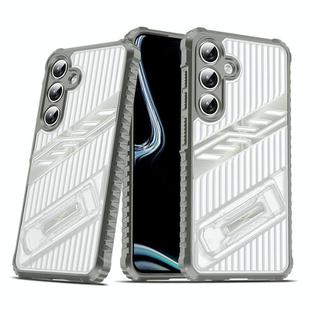 For Samsung Galaxy S24 FE 5G Plating Holder PC Hybrid TPU Phone Case(Space Gray)