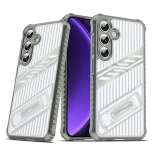 For Samsung Galaxy S23 FE 5G Plating Holder PC Hybrid TPU Phone Case(Space Gray)