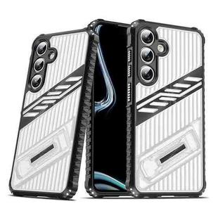 For Samsung Galaxy S24+ / S25+ 5G Plating Holder PC Hybrid TPU Phone Case(Transparent Black)