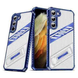 For Samsung Galaxy S23+ 5G Plating Holder PC Hybrid TPU Phone Case(Navy Blue)