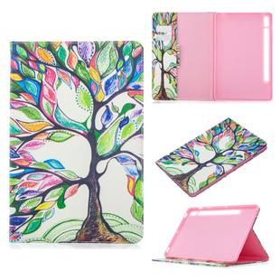 For Samsung Galaxy Tab S8 / Galaxy Tab S7 T870 Colored Drawing Pattern Horizontal Flip Leather Case with Holder & Card Slots & Wallet(Tree of Life)