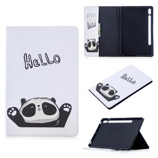 For Samsung Galaxy Tab S8 / Galaxy Tab S7 T870 Colored Drawing Pattern Horizontal Flip Leather Case with Holder & Card Slots & Wallet(Hello Panda)