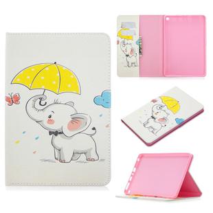 For Amazon Kindle Fire HD8 (2020) Colored Drawing Pattern Horizontal Flip Leather Case with Holder & Card Slots & Wallet(Umbrella Elephant)