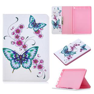 For Amazon Kindle Fire HD8 (2020) Colored Drawing Pattern Horizontal Flip Leather Case with Holder & Card Slots & Wallet(Peach Blossom Butterfly)