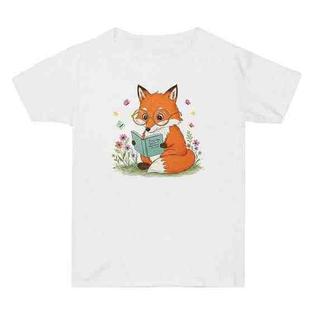 Reading Fox Printed Summer Baggy Cotton Short Sleeve T-shirt Print On Your Demand, Size:S(White)