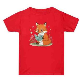 Reading Fox Printed Summer Baggy Cotton Short Sleeve T-shirt Print On Your Demand, Size:S(Red)