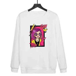 Purple Hair Girl Printed Casual Loose Round Neck Sweatshirt Print On Your Demand, Size:XS(White)