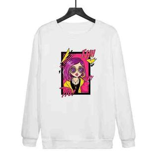 Purple Hair Girl Printed Casual Loose Round Neck Sweatshirt Print On Your Demand, Size:XXL(White)