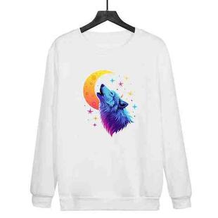 Moon Wolf Printed Casual Loose Round Neck Sweatshirt Print On Your Demand, Size:XXXL(White)