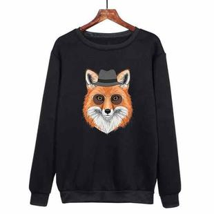 Gentleman Fox Printed Casual Loose Round Neck Sweatshirt Print On Your Demand, Size:M(Black)