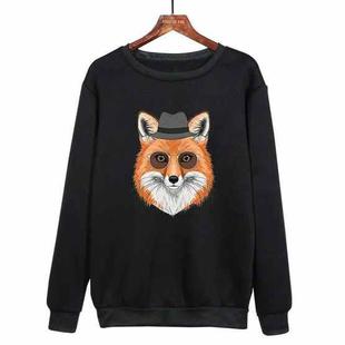 Gentleman Fox Printed Casual Loose Round Neck Sweatshirt Print On Your Demand, Size:L(Black)