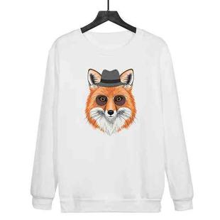 Gentleman Fox Printed Casual Loose Round Neck Sweatshirt Print On Your Demand, Size:XL(White)