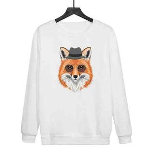 Gentleman Fox Printed Casual Loose Round Neck Sweatshirt Print On Your Demand, Size:XXXL(White)