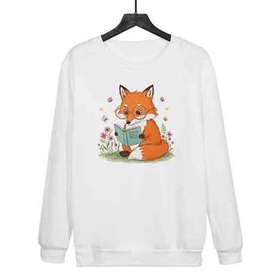 Reading Fox Printed Casual Loose Round Neck Sweatshirt Print On Your Demand, Size:S(White)