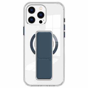 For iPhone 13 Pro Max / 12 Pro Max Clear Wristband Holder MagSafe Phone Case(Dark Blue)