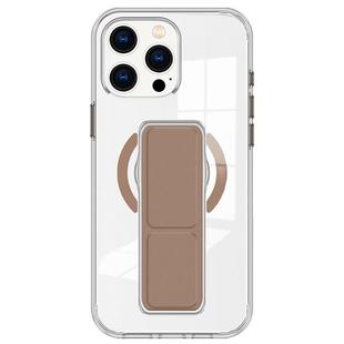 For iPhone 13 Pro Max / 12 Pro Max Clear Wristband Holder MagSafe Phone Case(Brown)