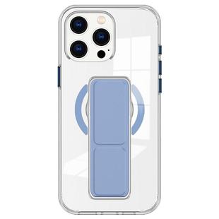For iPhone 13 Pro Max / 12 Pro Max Clear Wristband Holder MagSafe Phone Case(Blue)