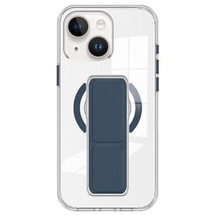 For iPhone 14 / 13 Clear Wristband Holder MagSafe Phone Case(Dark Blue)