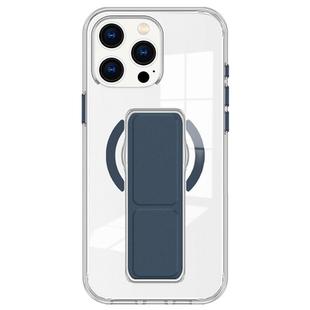 For iPhone 13 Pro Clear Wristband Holder MagSafe Phone Case(Dark Blue)