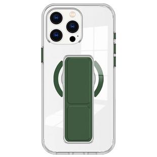 For iPhone 13 Pro Clear Wristband Holder MagSafe Phone Case(Dark Green)