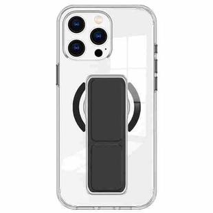 For iPhone 14 Pro Clear Wristband Holder MagSafe Phone Case(Black)