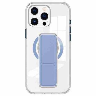 For iPhone 14 Pro Max Clear Wristband Holder MagSafe Phone Case(Blue)