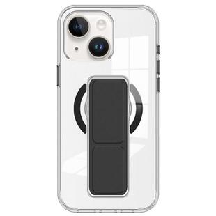 For iPhone 15 Clear Wristband Holder MagSafe Phone Case(Black)