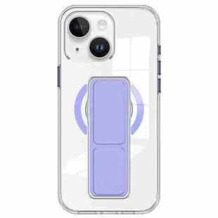 For iPhone 15 Clear Wristband Holder MagSafe Phone Case(Purple)