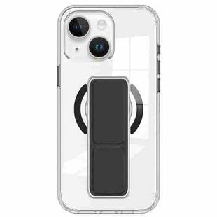 For iPhone 15 Plus / 14 Plus Clear Wristband Holder MagSafe Phone Case(Black)