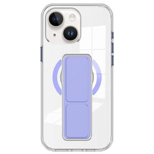 For iPhone 15 Plus / 14 Plus Clear Wristband Holder MagSafe Phone Case(Purple)