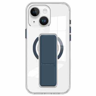 For iPhone 15 Plus / 14 Plus Clear Wristband Holder MagSafe Phone Case(Dark Blue)